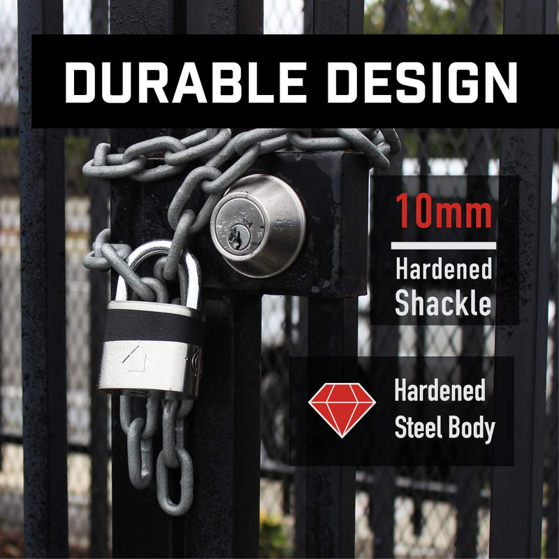Crystal Vision Anti-Theft Loud 130db Alarm Lock Weather Proof Heavy Duty Multi Purpose (10mm) 10mm