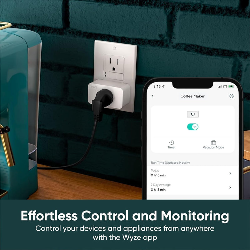 Smart Plug by Wyze Lifestyle, 2.4GHz Smart Home Wi-Fi Plug Outlet Compatible with Alexa, Google Assistant, IFTTT, 15 A, Remote Control, No Hub Required, 2-Pack, Certified for Humans Indoor Smart Plug 2-Pack