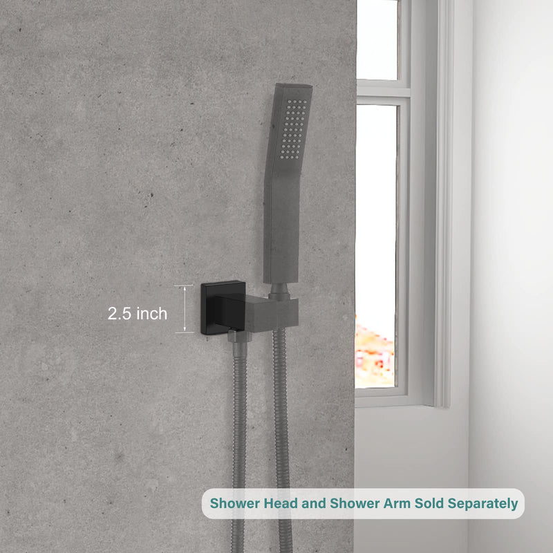 Heyalan Matte Black Shower Flange Cover 2.5 Inch Hand-held Shower Holder Flange Replacement Square Escutcheon Cover Plate 1 pc for Shower Wand Bracket Wall Cover for shower holder