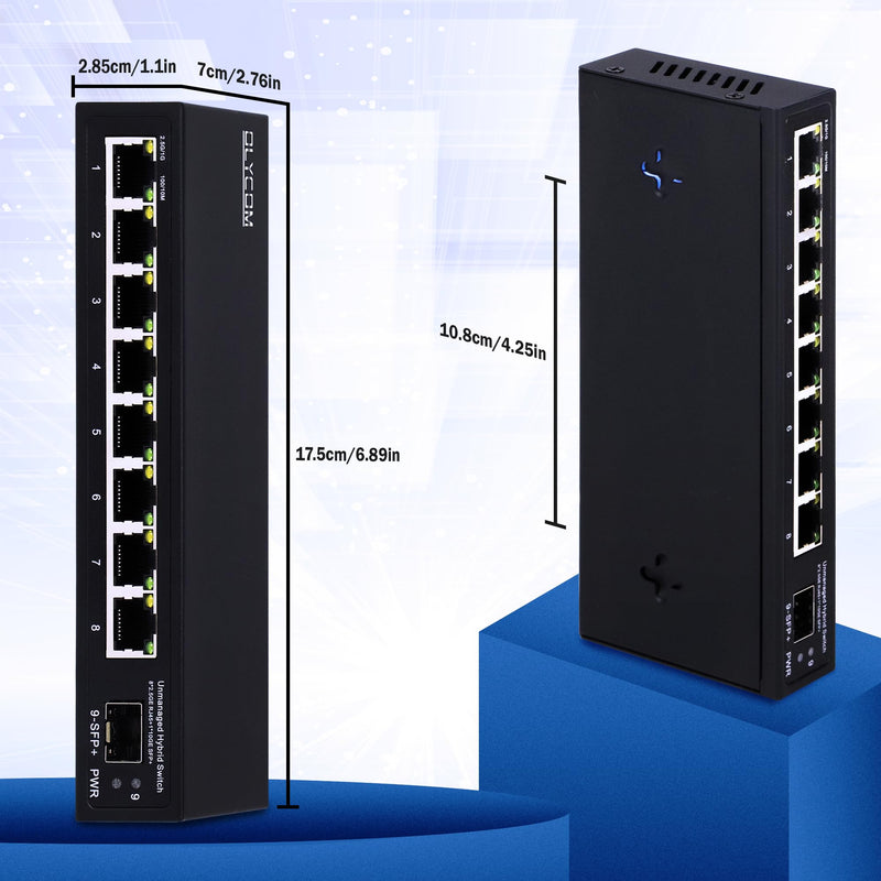 8 Port 2.5G Unmanaged Ethernet Switch 8x2.5GBase-T Ports 1x10G SFP+ Fiber Switch 60Gbps Bandwidth Desktop/Wall Mount Plug and Play Compatible with 100/1000/2500Mbps(9port| 8×2.5G + 1×10G SFP+) 9port| 8×2.5G + 1×10G SFP+