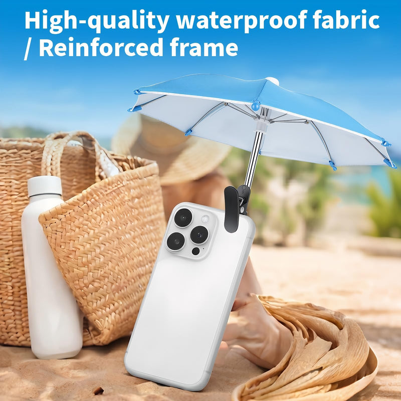 3 Pack Phone Umbrella for Sun, Cell Phone Shade with Clip, Protects from Sunlight, Glare, Rainproof, Suitable for Outdoor Activities(Black+Blue+Pink)
