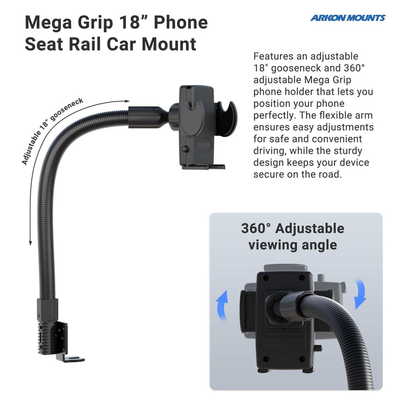 Arkon Mount Car or Truck Seat Rail/Floor Phone Mount | Universal Compatible | Flexible Gooseneck | Easy Installation | Truck Phone Mount | Phone Holder Fits iPhone, Galaxy, Note and more Seat Rail or Floor Phone