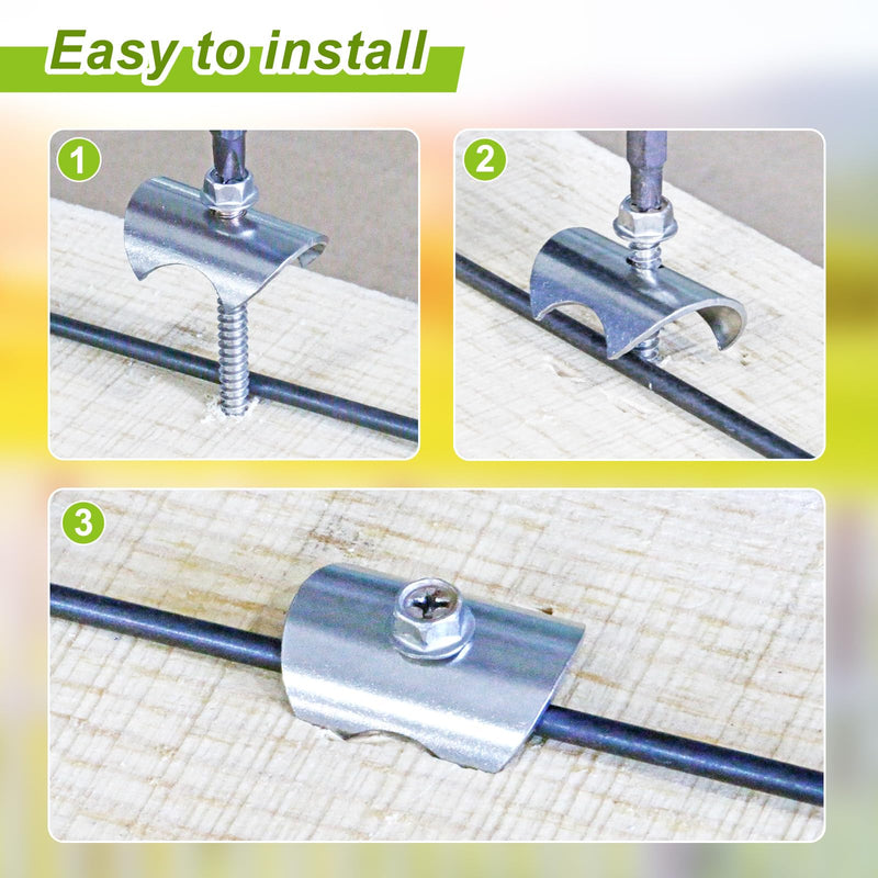 Insaga 304 Stainless Steel Fence Staples for Wire Fencing - Reusable Fence Fasteners Nails Screws for Wire Mesh and Woven Fencing, Farm & Garden Use (50 Pack) 1.6" Screw x 50Pcs