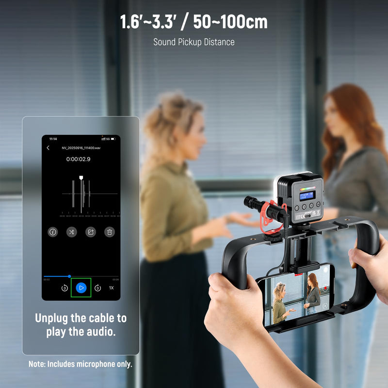 NEEWER Plug & Play Vlog Microphone for Camera, 20-20KHz Mini Supercardioid Mic Compatible with Sony Canon Nikon iPhone Samsung Android Tablet Mac with 3.5mm TRS USB C OTG Shock Mount Windscreen, VM10