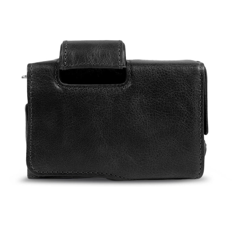 MegaGear MG2006 Ever Ready Genuine Leather Camera Case Compatible with Sony ZV-E10, Full Body Protection Lens Cover Bag with Shoulder Strap, Black