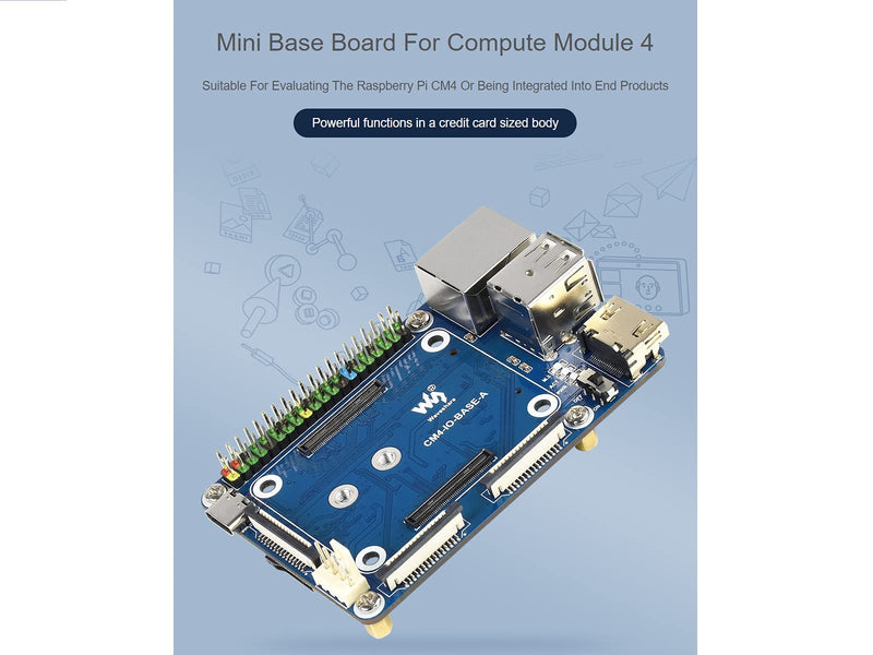 for Raspberry Pi Compute Module 4 IO Board,Mini Base Board (A) Lite Version with Standard CM4 Socket and Color-Coded Raspberry Pi 40PIN GPIO Header Onboard CSI/DSI/FAN/HDMI/USB/RJ45 Connectors CM4 IO BASE A