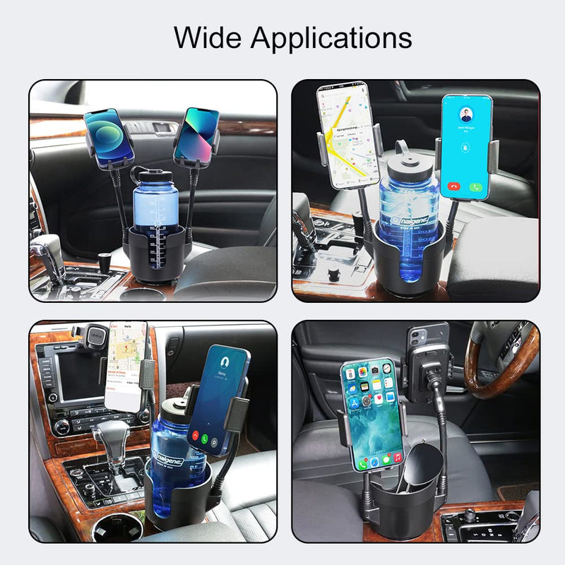 JINKEY Dual Cup Holder Phone Mount for Car，2-in-1 Adjustable Gooseneck Cradle with 360° Rotation Heavy Duty Universal Automobile Stand for Most 4"-6.7" i-Phone Mobile-Phone Holder | 2-in-1 Adjustable Gooseneck Cradle, 360° Rotation, Heavy Duty Universa...