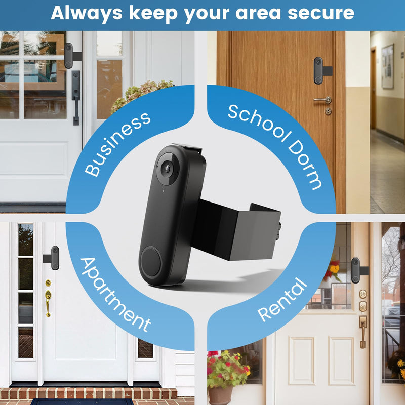 Anti-Theft Video Doorbell Mount Compatible with Reolink/Orbitell Doorbell | No-Drill Adjustable Door Mount Bracket, No Block Motion Sensor Doorbell Holder for Apartment Home Office Rentals