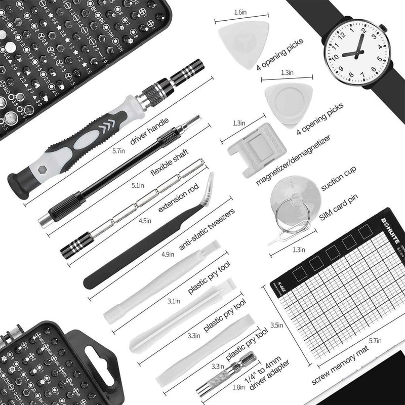 Generic Precision Magnetic Screwdriver Set 124-Piece Electronics Tool Kit with 101 Bits, for Computer, Laptop, Cell Phone, PC, Mac, iPhones Repair, Black