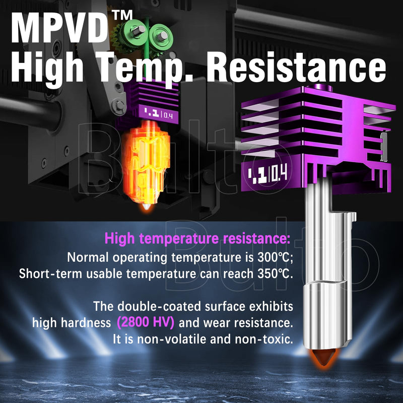 2 Pcs Upgraded 0.4mm A2L/H2D/H2S/H2C/X2D/P2S Hotend with Anti-Stick MPVD Coating - High Speed Hardened Steel P2S Nozzle for Bambu Lab P2S,X2D,H2 Series,A2L/A1/A1MINI 3D Printers, Bamboo Lab Parts 0.4mm Hotend*2