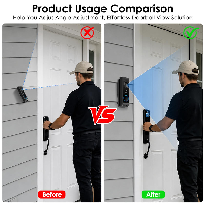Vinyl Siding Mount for Eufy Doorbell Camera E340/C30/C31,Adjustable Angle Doorbell Wedge Corner Mounting Bracket Kit for Eufy E340,Camera Mount Solve Siding Tilt Problem(4" Standard Vinyl Siding Only)