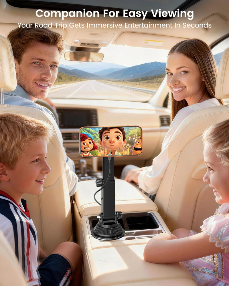 OHLPRO for MagSafe Cup Holder Car Mount Charger for iPhone 17, 15W Fast Charging Magnetic Cupholder Phone Mount, Compatible with iPhone 16 15 14 13 12 Series, for Kids Road Trip Essentials Sliver