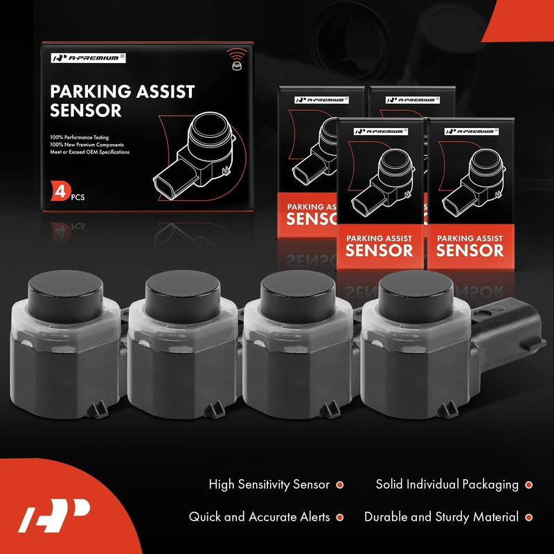 A-Premium (4-PC) Rear Reverse Backup Parking Assist Sensor Compatible with Select Ford Models - F-150 F150, F-250/F-350/F-450/F-550 Super Duty, 2015-2020, Replace# HC3Z15K859A