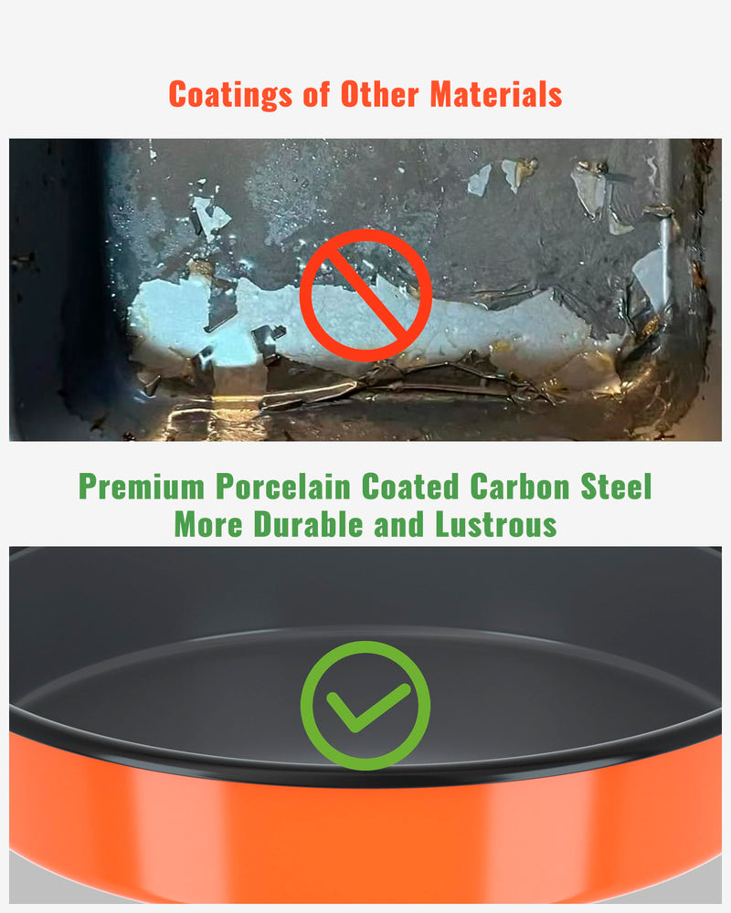 10 Inch Enamel Round Roasting Pan Deep Baking Dish for Chicken Pizza & Bread Heat Resistance Easy-To-Clean Bakeware Sheet Oven Dishwasher Safe, Birthday Gift Cake Pan Orange - 10 Inch