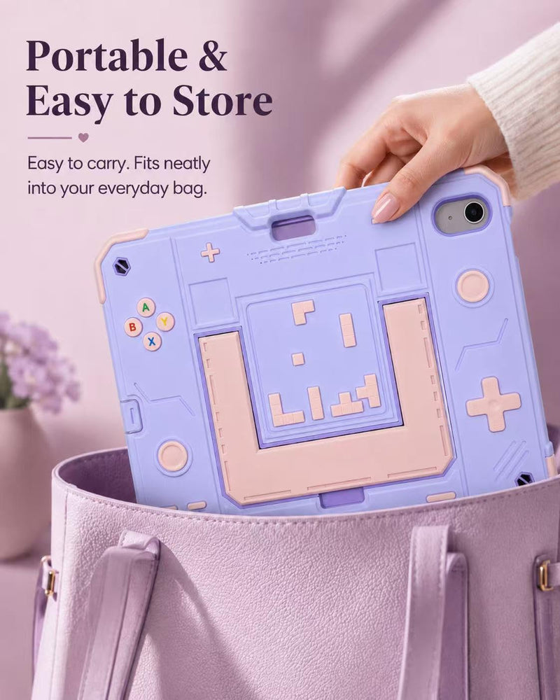 Compatible with iPad (A16) 11th Generation Case 11 Inch 2025, for iPad 10th Generation 10.9 Inch 2022, Silicone Fully-Body Rugged Heavy Duty Shockproof Protective Case with Pencil Holder (Pink/Purple) Pink/Purple