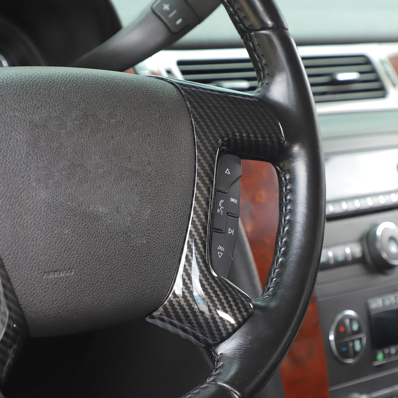 Linskip Steering Wheel Trim Covers Compatible with Avalanche/Suburban/Tahoe/Traverse/Silverado 1500 2500HD 3500HD & Yukon/Sierra & Cadillac Escalade 2007-2013, Interior Accessories Carbon Fiber Carbon Fiber Black