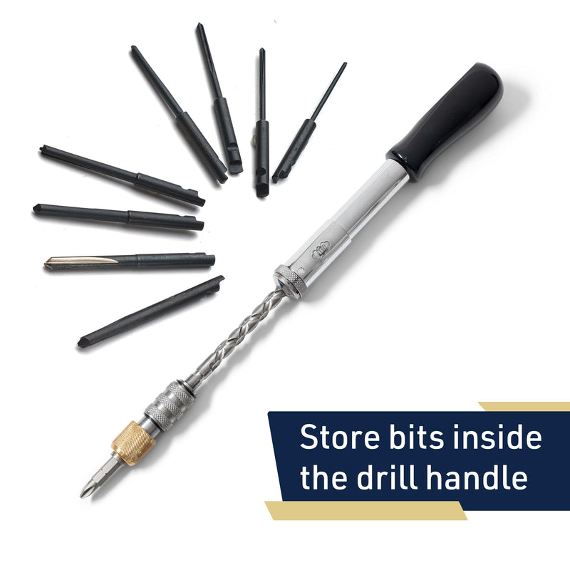 Classic Yankee Style Push Drill Replacement Bits - Set of 8 Double Fluted Hand Drill Bits - Push Drill Bits Set with No Chuck Needed by Kings County Tools