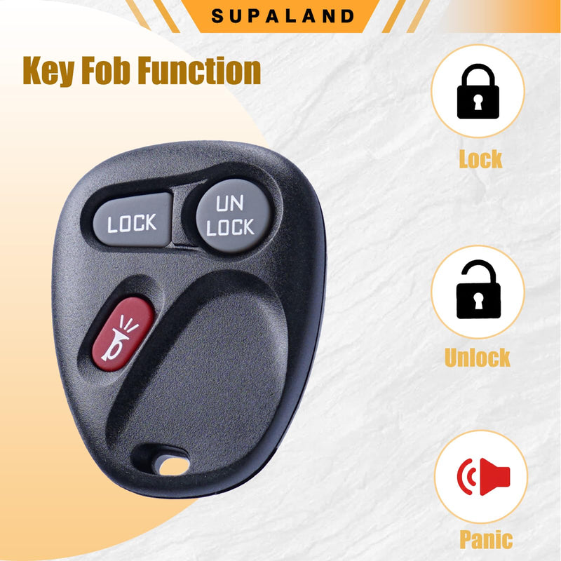 SUPALAND KOBLEAR1XT KOBUT1BT Key Fob Fits for Chevrolet Chevy Suburban Silverado Tahoe GMC Yukon Sierra Cadillac Escalade 1998 1999 2000 2001 2002 Keyless Remote Control Replacement (Set of 2)
