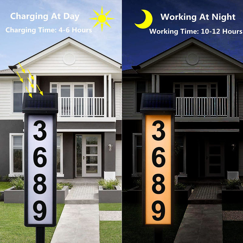 FLSEPAMB Solar Address Sign Lighted Solar House Numbers for Outside Address Plaques for House Address Sign Numbers for House, Yard, Garden, Waterproof Classic style