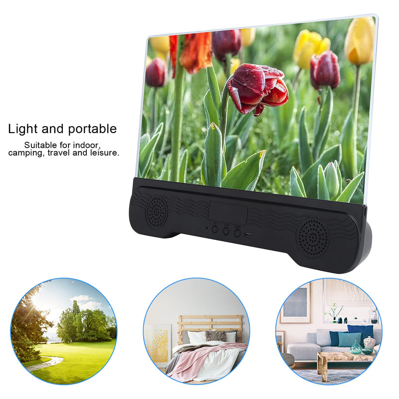 14 Screen Magnifier for Smartphone with Bluetooth Speaker, 3D HD Mobile Phone Magnifying Projector Screen Enlarger, Video Amplifier Stand Bracket for Movies, Videos and Gaming