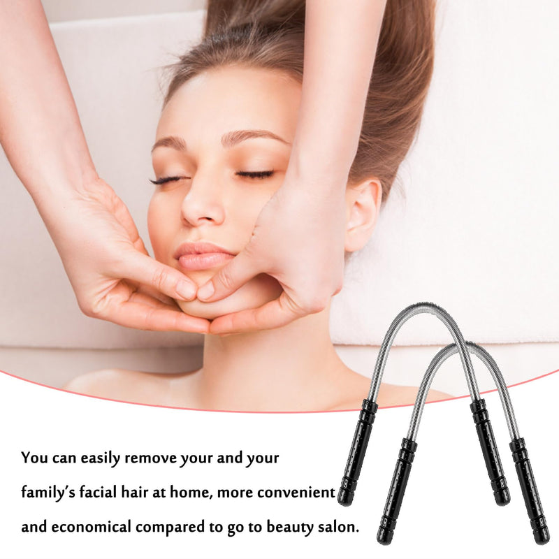 2 Pieces Black Facial Hair Remover Quick Hair Removal Epilator Tool,Facial Hair Remover Manual Epilator Spring Face Hair Roller Threading Epilator Tools for Face Hair Removing Tool