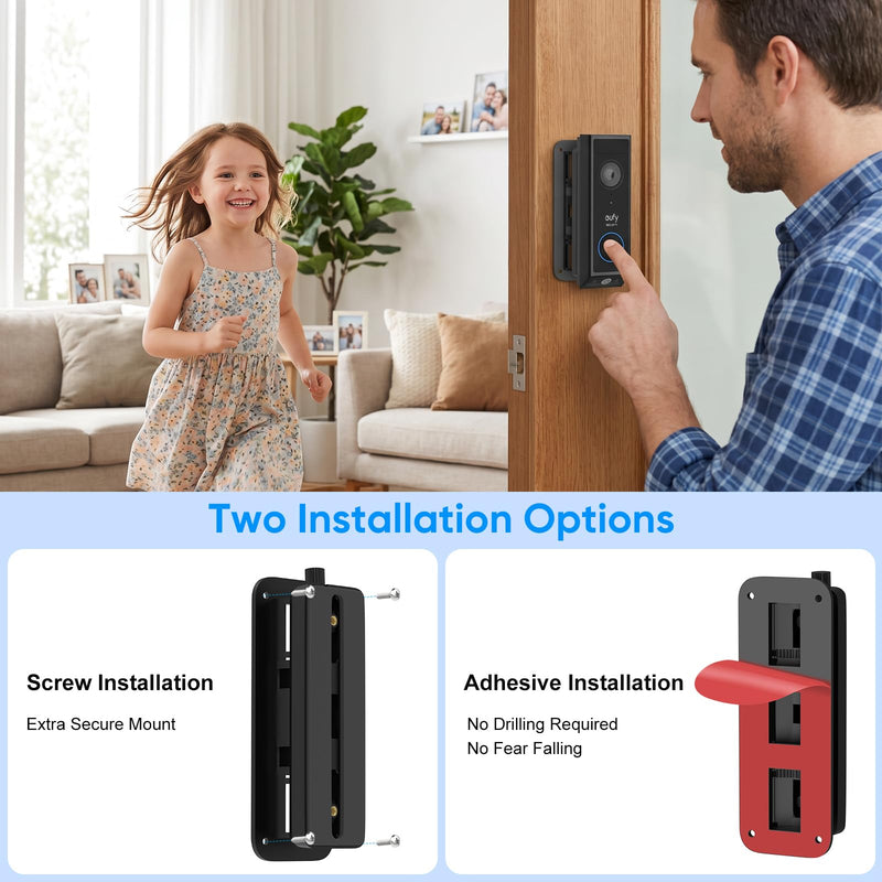 Doorbell Mount for eufy Video Doorbell E340/C31/C30/C210/S330/S220, 45° Left/Right Adjustable Angle for Wider View, Weather-Resistant Wedge Wall Bracket for eufy Doorbell, No Drilling Installation