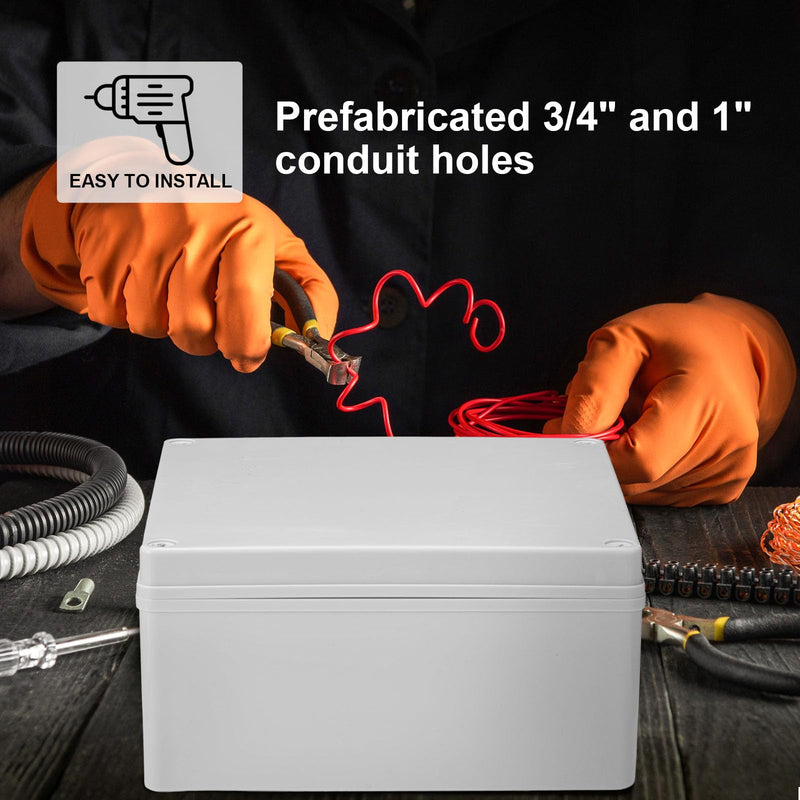 Kanayu Conduit Box Electrical 8'' x 8'' x 4'' Junction Box Plastic Dustproof Waterproof IP65 Gray White Protect Conduits and Fittings Universal Electrical Project Enclosure for Outdoor 8'' x 8'' x 4'' 1