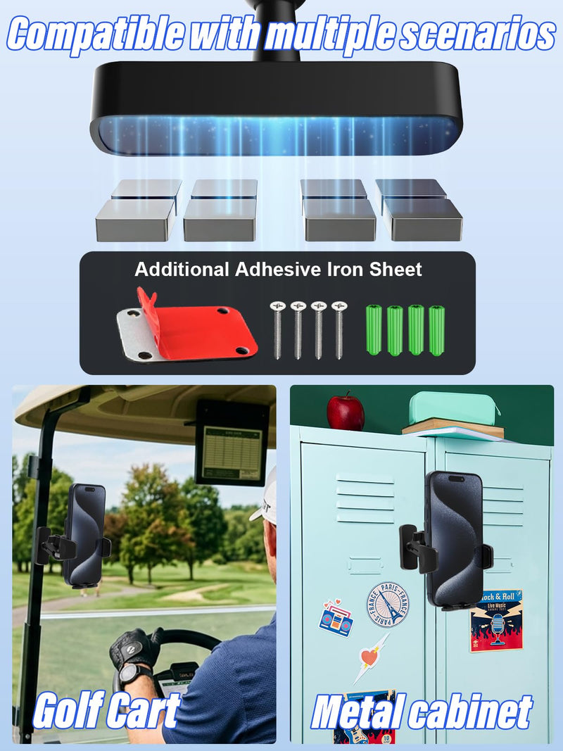 Magnetic Phone Holder for Tractor/Forklift/Excavator | Upgraded N56 Strong Magnet, Adjustable Metal Arm, 360° Rotatable, One-Button Release, 4-7" iPhone/Galaxy/Android