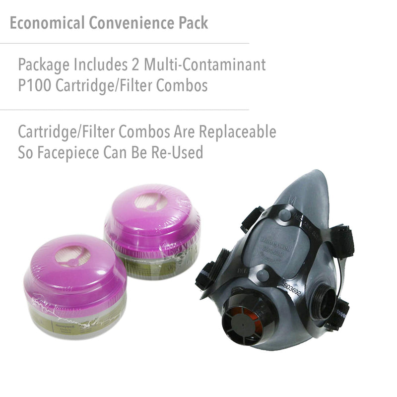 Honeywell Safety Products Multi-Purpose Reusable Half Mask MC/P100 Respirator Convenience Pack, Large (RWS-54032)