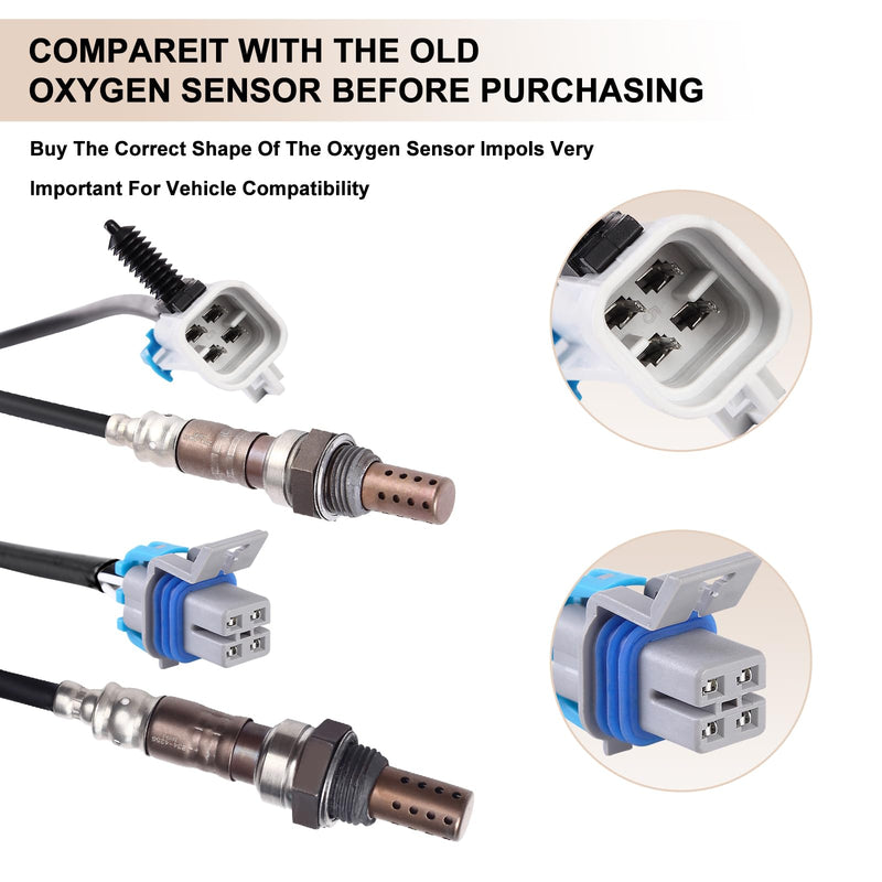 Oxygen O2 Sensor Upstream and Downstream Fits for Chevy Avalanche Suburban Silverado 1500 2500 3500HD Tahoe, for GMC Sierra Yukon XL 2008-2012 4.8 5.3 6.0 6.2L Replace 234-4668 234-4256 4PCS