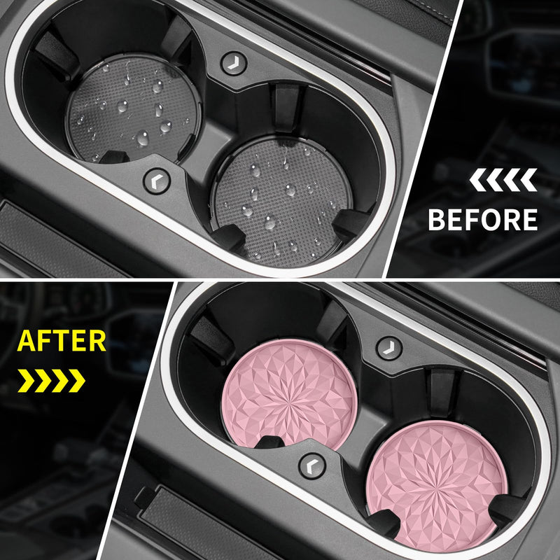 ME.FAN Car Coasters for Cup Holders [4 Pack] - 2.75In Silicone Auto Mug Mats - Universal Non-Slip Recessed Car Interior AccessoriesDusty Rose 4 Pack-dusty Rose