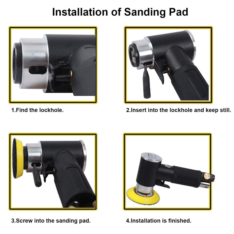 2" and 3" Random Orbital Air Mini Sander - 15,000 RPM Pneumatic Angle Sander, Dual Action Polisher