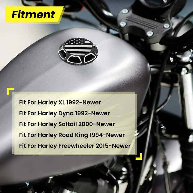 GUAIMI CNC Aluminum Fuel Gas Tank Oil Cap Compatible with Harley Sportster XL 1200 883 X48 Dyna (American Flag-Black) American Flag-Black