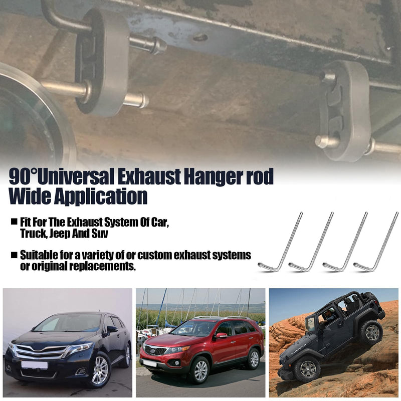 90° Bend Universal Exhaust Hanger Rods Fit for Wide Range of Exhaust Pipes 8 Inch Weld Bracket Kit- 4 Pack