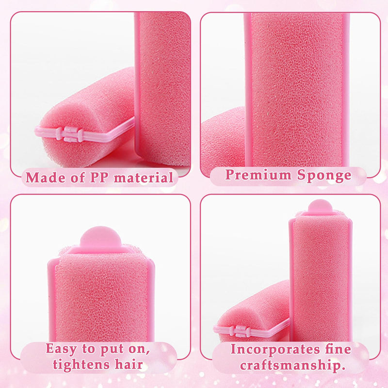 36 Pieces Foam Sponge Hair Rollers - Flexible Soft Sleeping Curlers, No Heat Heatless Self Grip Hairstyle Tool for Women, Hairdressing Benders for Home Salon on Long Medium Short Hair