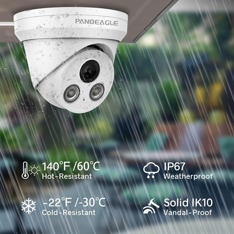 PANOEAGLE 4K PoE IP Security Camera Outdoor, 8MP Turret IP Camera with Human/Vehicle Detection, 2.8mm Lens Wide Angle, Built-in Mic,98ft EXIR Night Vision, IP67 Waterproof,NDAA Complaint, PG2385IG 8MP IR