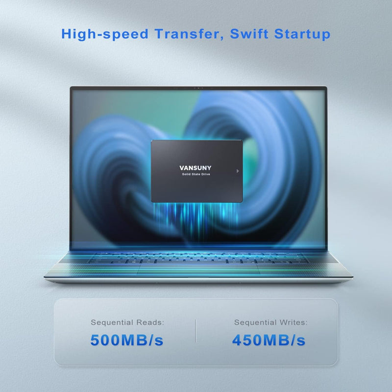 Vansuny 2TB SATA III SSD Internal Solid State Hard Drive 2.5” Internal Drive Advanced 3D NAND Flash Up to 500MB/s SSD Hard Drive for PC Laptop Desktop SATA 2.5"