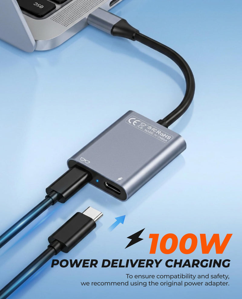 USB C to Glasses Charging Adapter, Charge & Play AR Glasses Adapter – 100W PD Charging & 4K@60Hz Output for Switch (Not Switch 2)/Steam Deck/PS5/Mac/iPhone/Laptop/Viture/Rokid/Xreal/RayNeo AR Glasses