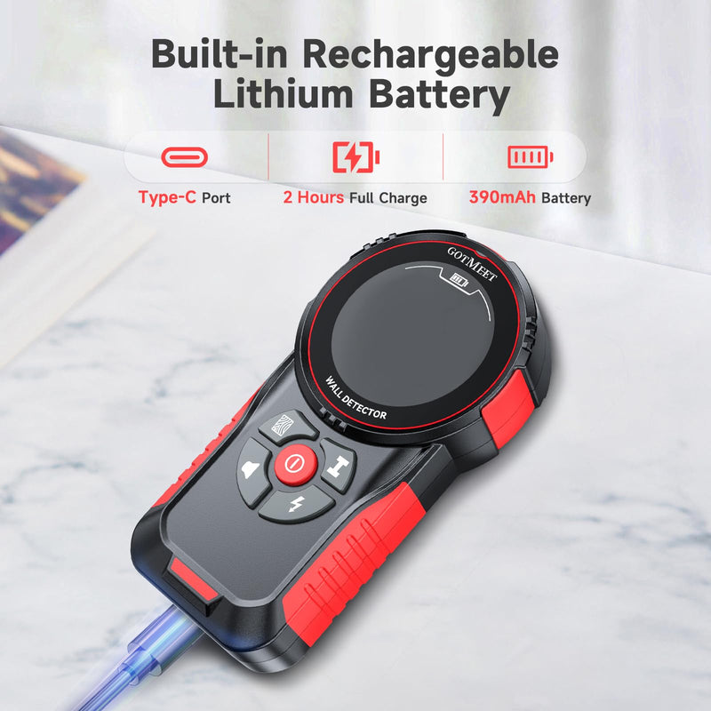Stud Finder Wall Scanner - Rechargeable Stud Finder Tool with Smart Sensor, HD LCD Display & Audio Alarm, Electronic Stud Detector for Metal Wood AC Live Wire Studs Joist Water Pipe