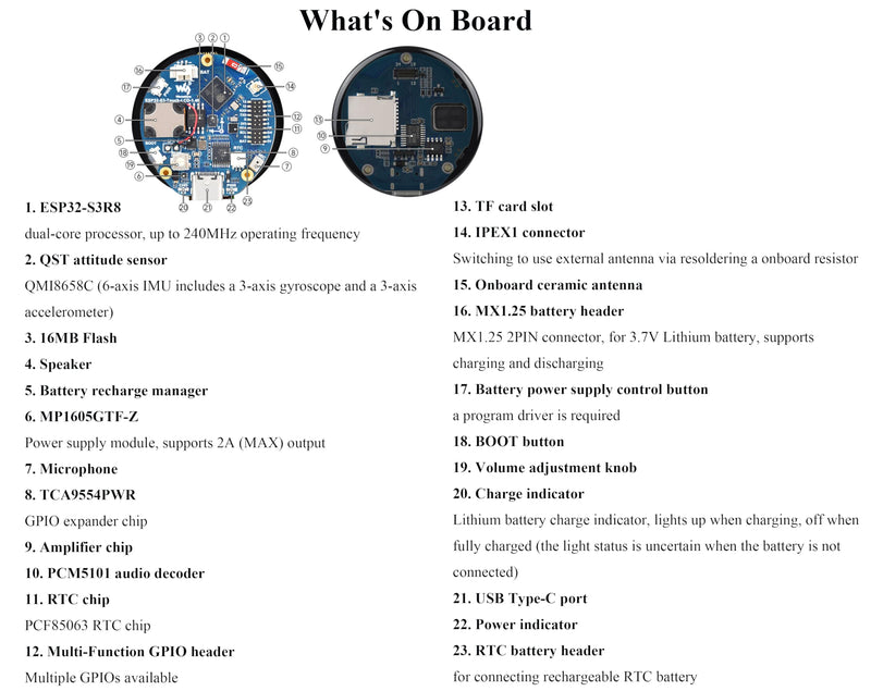 ESP32-S3 1.46inch Round Touch Display Development Board, 412x412 Pixel IPS Display, Accelerometer and Gyroscope Sensor, Onboard Speaker and Microphone, ESP32 with Display, with Protective Cover Glass