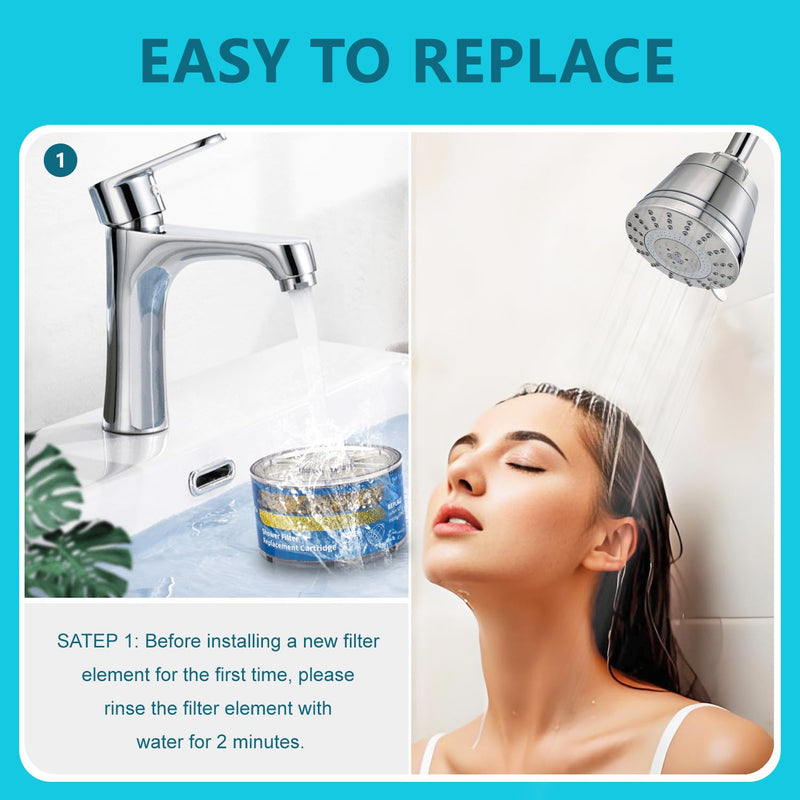 4-Pack Replacement Shower Filter Cartridge Compatible with Sprite Slim-Line SLC-R Wall-Mounted Filtered Shower Head,Water Softener Filter for Hard Water Reduce Chlorine and Harmful Substances 4