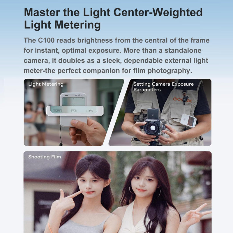 Godox C100 Transparent Viewfinder Pocket Camera | 65g Ultra Light, 4 Aspect Ratios, OTG Transfer, Max With 32GB TF card storage, Great for Film Photography & Street Vlog
