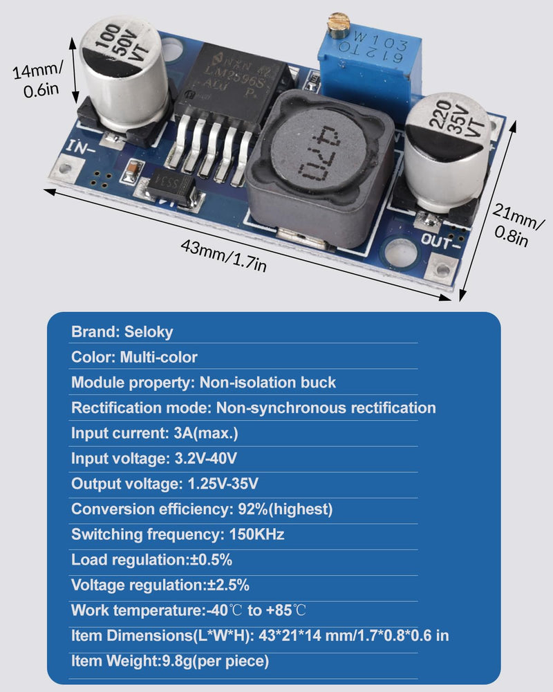 5 Pack LM2596 DC to DC Buck Converter 3.0-40V to 1.5-35V Adjustable Voltage Regulator Electronic Voltage Stabilizer Power Supply Step Down Module 5 Pack