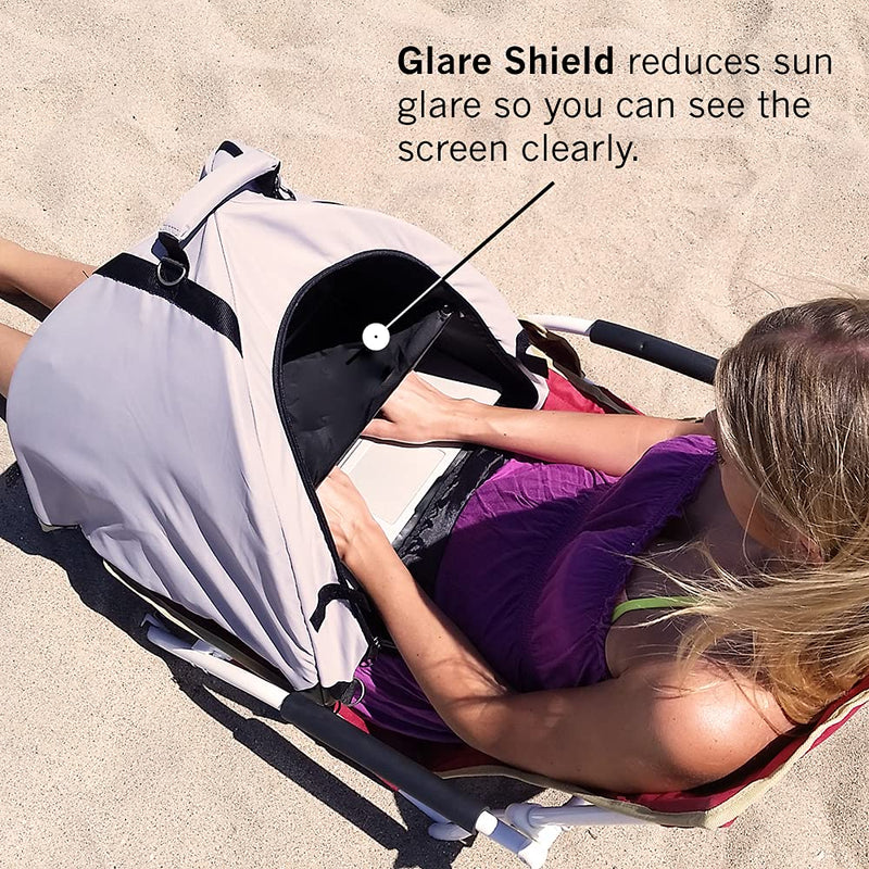 Laptop Tent Sun Shade & Water-Resistant Bag with Glare Shield, Shoulder Strap, Portable Case for Working Outside | Foldable | Privacy Cover Hood | Heat & Light Reflective Outdoor UV Material