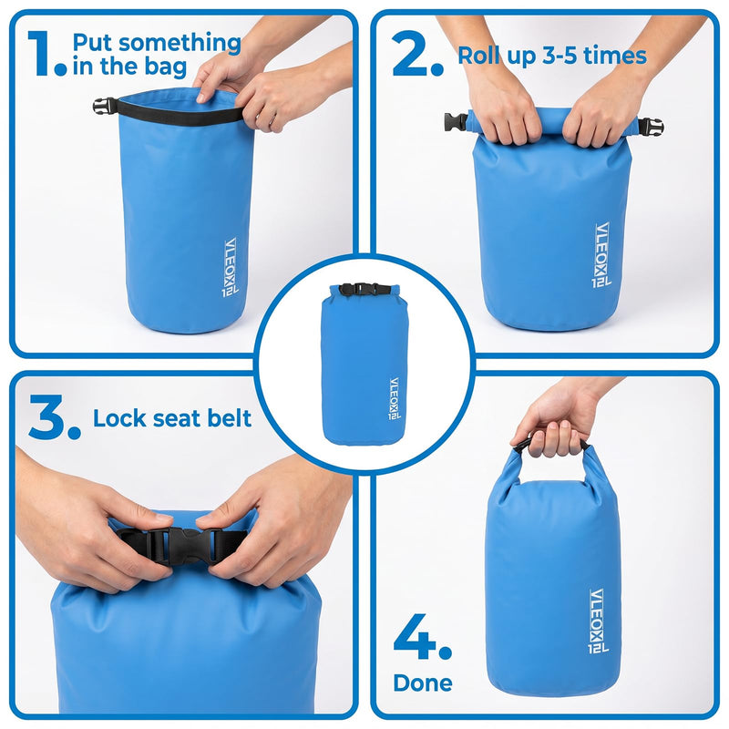 Dry Bag 3-Pack/5-Pack, Ultralight Dry Sack, Lightweight Waterproof Bags Roll Top Sack Set Keeps Gear Dry for Hiking, Backpacking, Kayaking, Camping, Swimming, Boating 5 Pack - 5L+12L+15L+25L+35L