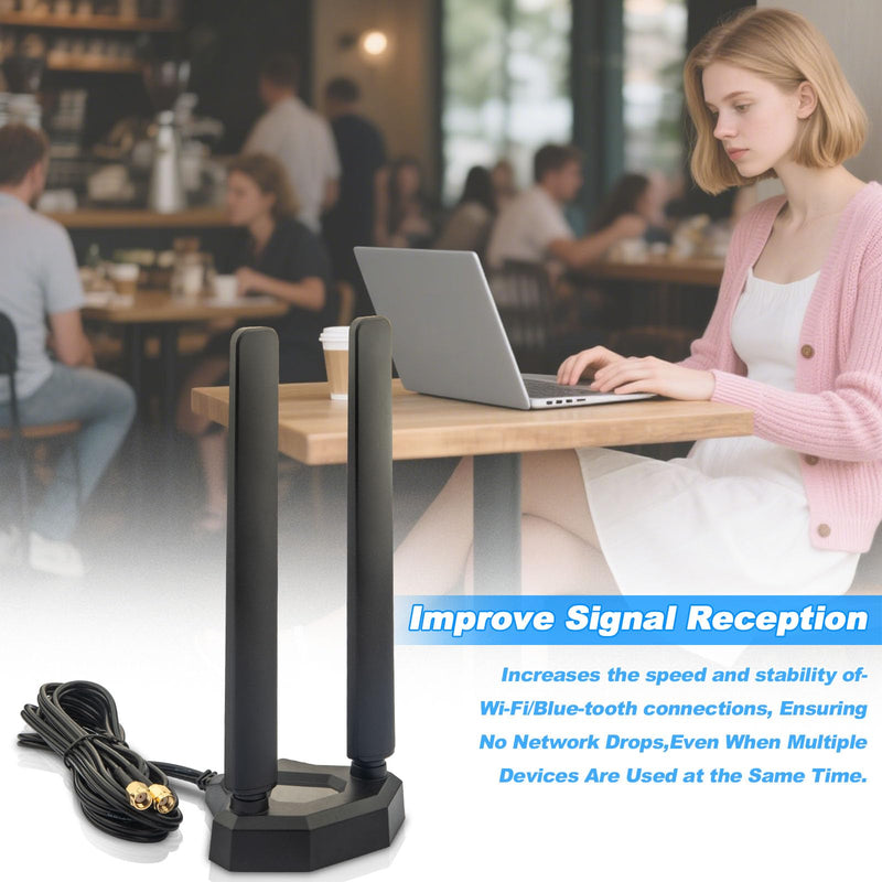 WiFi 6E Antenna Tri-Band 6GHz 5GHz 2.4GHz RP-SMA Gaming WiFi Antenna Magnetic Base with 6.5ft Extension Cable for PC Desktop Computer Motherboard WiFi Bluetooth Card Wireless Router