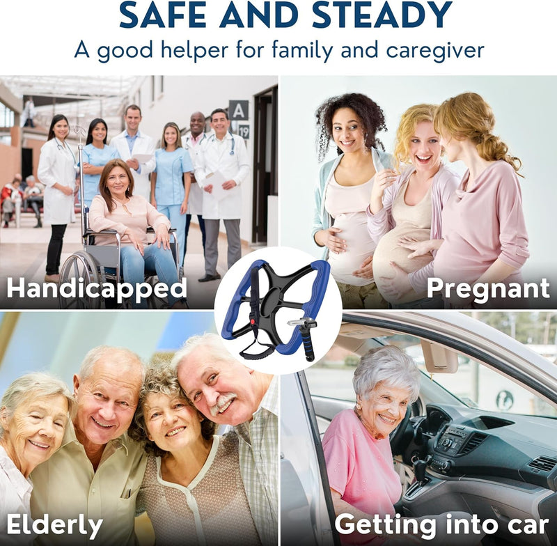 Generic 3-in-1 Elderly Assistance Kit: Standing Aid & Car Assist Grab Handle, Blue, Plastic, 4 inches x 6 inches