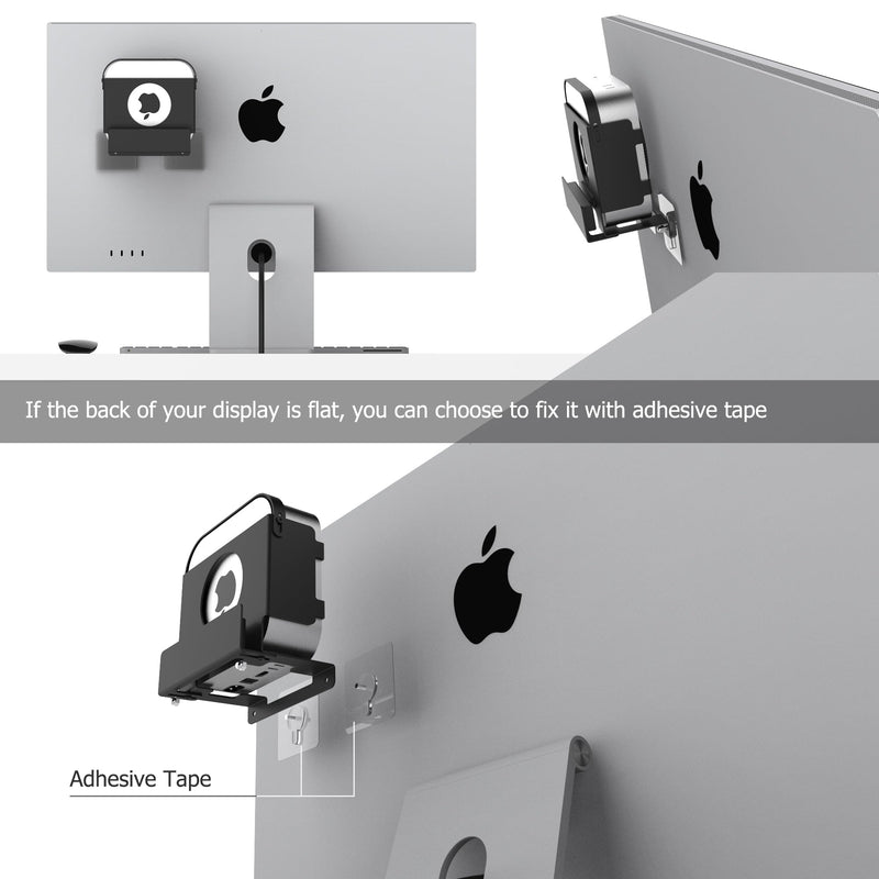 Compatibe for Mac mini M4 Monitor Back Stand, wallmount, Desktop Bottom Mount, Supports Screw and Adhesive Installation. Built-in Fixed Slot for USB hub or Portable Hard Drive.(Black) black