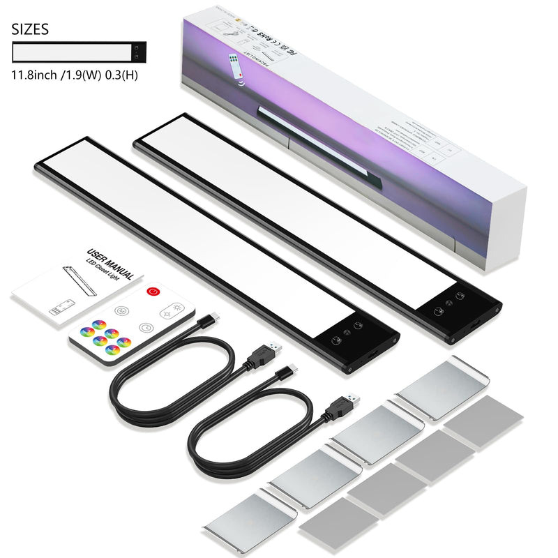 Cabinet Lighting with Remote Control (1 Pack), 3000mAh, 95 LED Closet Lights Battery Operated, Dimmable and 3 Color Temperature, Rechargeable Magnetic Closet Light for Kitchen, Bedroom 2