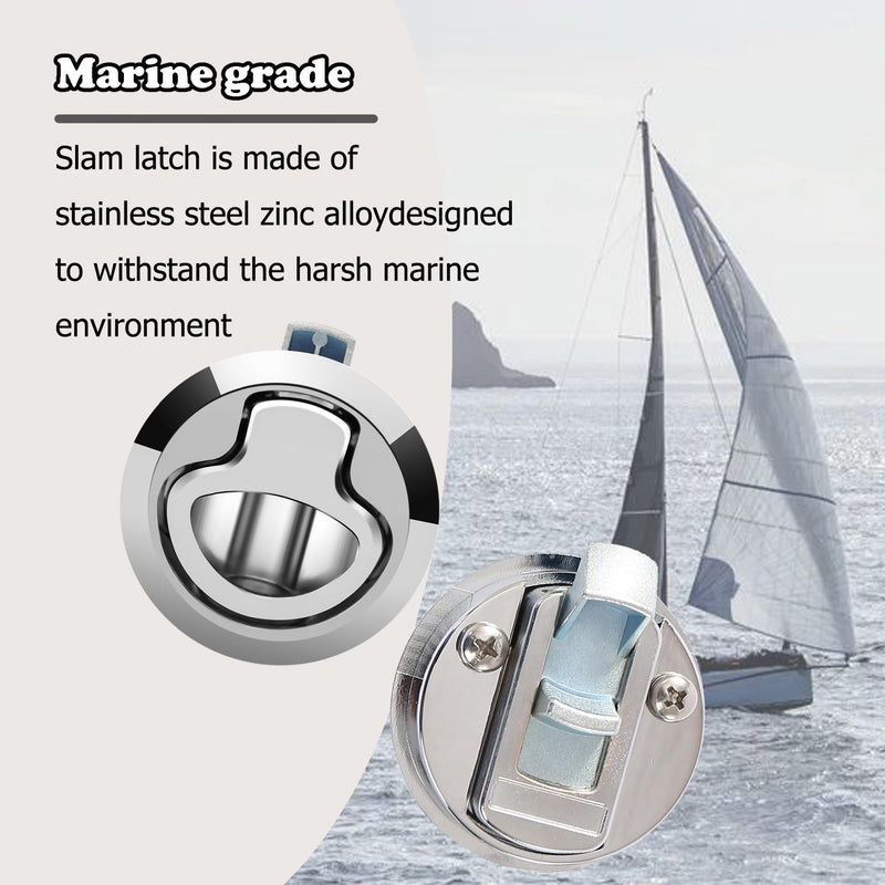 Boat Slam Latch 2" Lift Handle Deck Hatch Marine Grade Stainless Steel Zinc Alloy Flush Latches Boat Hardware Pack of 2